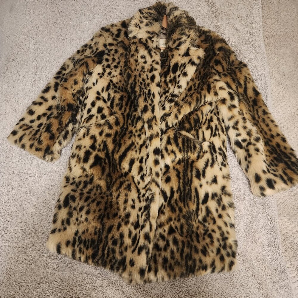 Leopard faux fur oversized coat